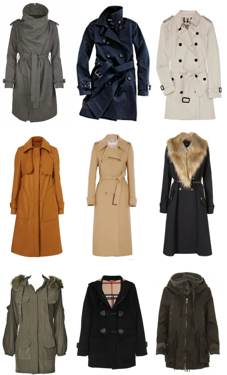 Trench coats in different colors for stylish everyday fashion.